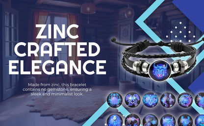 🔥Zodiac Constellation Black Leather Guardian Bracelet 🔥✅